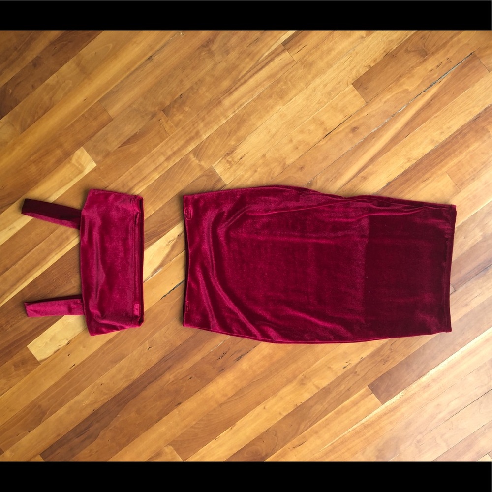 Naked Wardrobe 2 Piece Velvet Skirt Set
